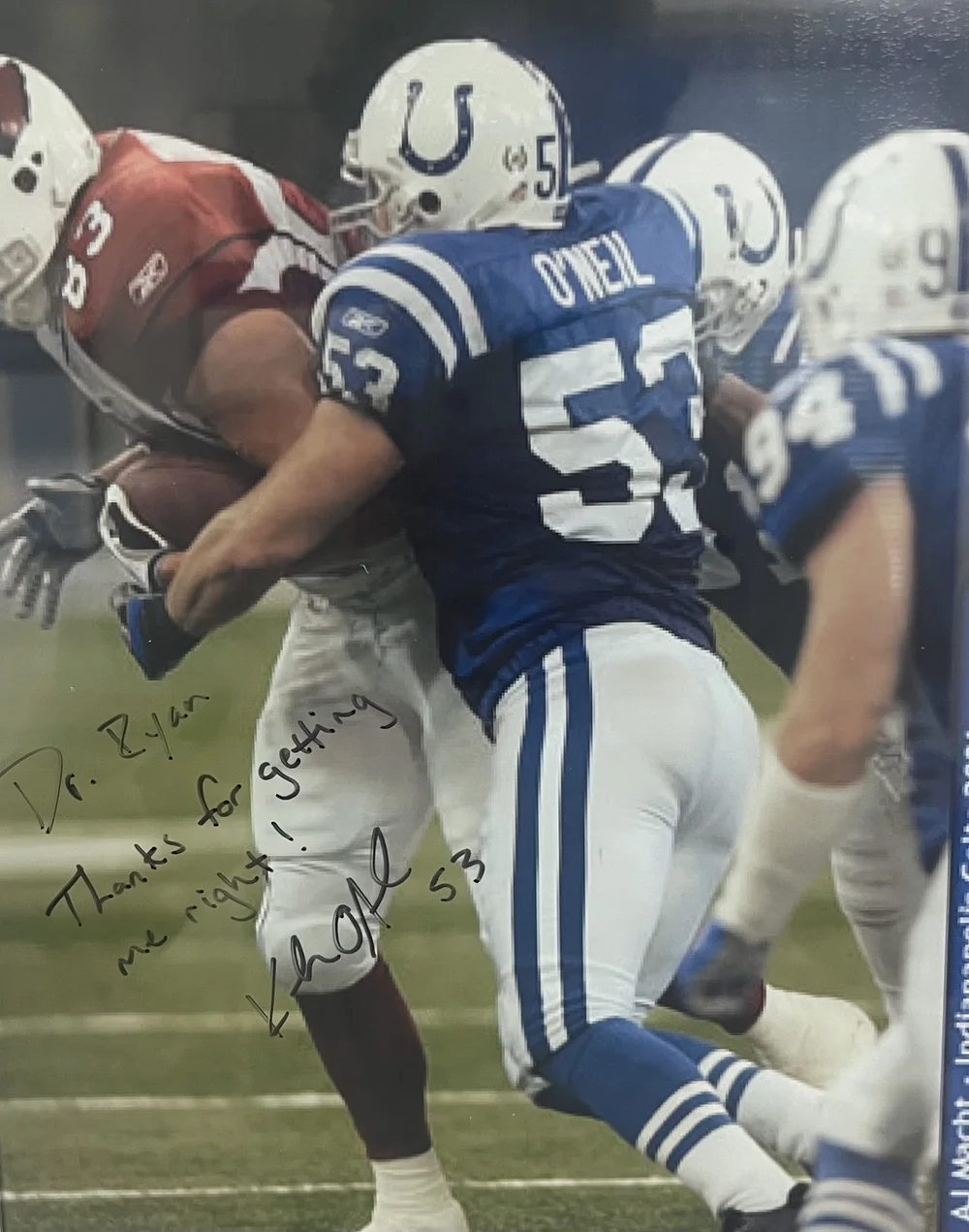 Signed photo from a professional athlete cared for at Indy Spine and Rehab
