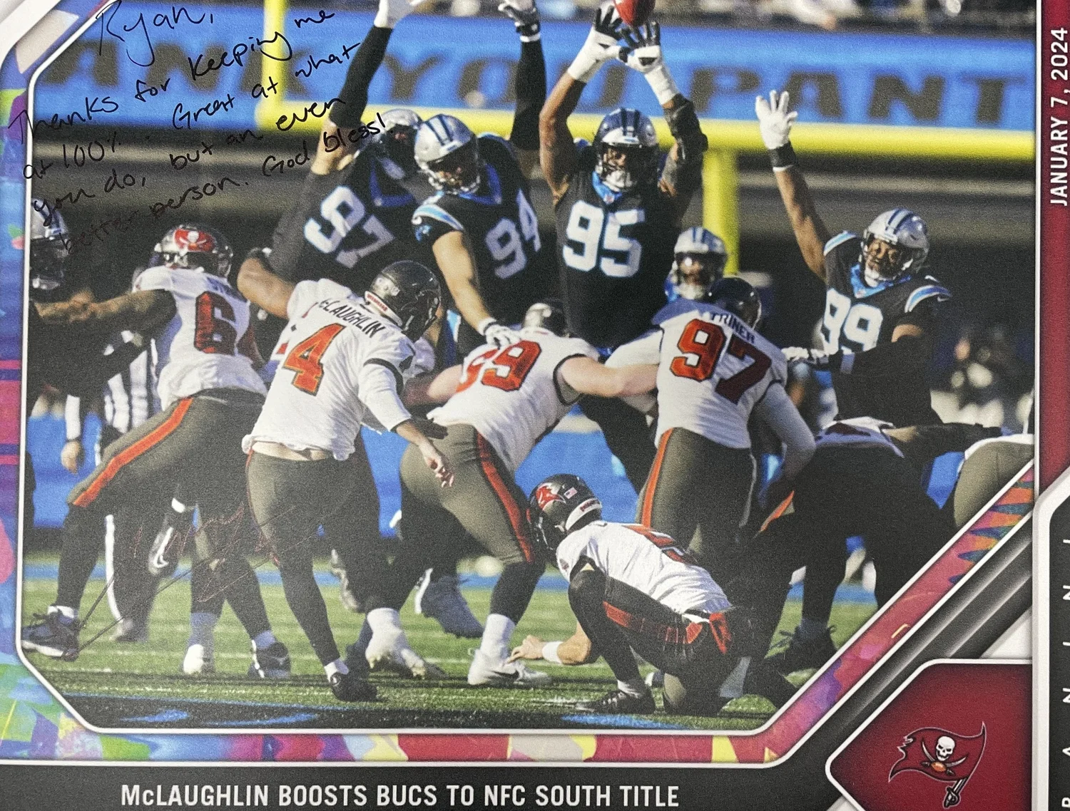 Signed photo from a professional athlete cared for at Indy Spine and Rehab