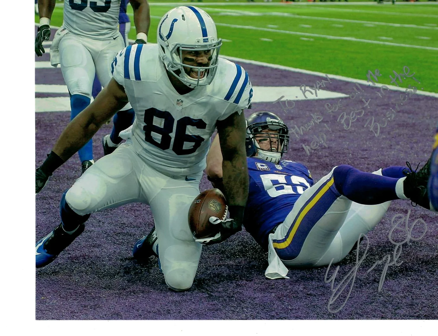 Signed photo from a professional athlete cared for at Indy Spine and Rehab