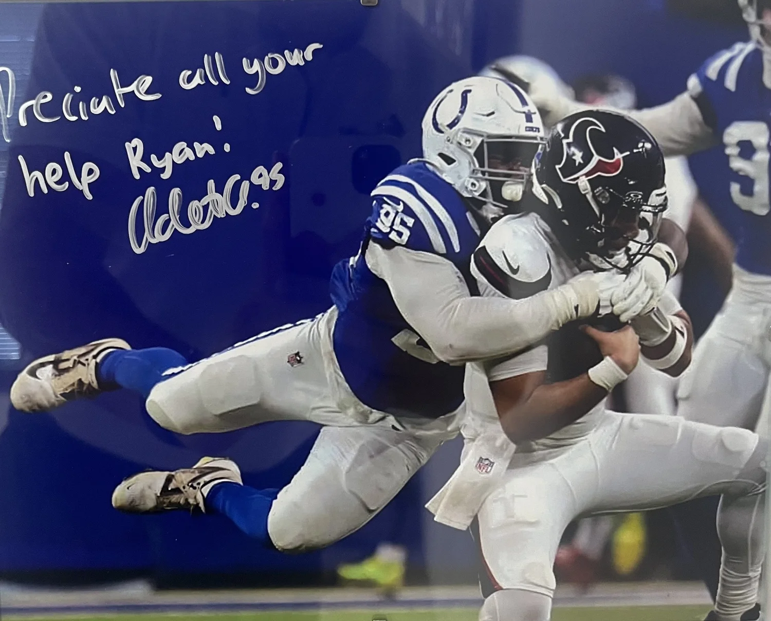 Signed photo from a professional athlete cared for at Indy Spine and Rehab